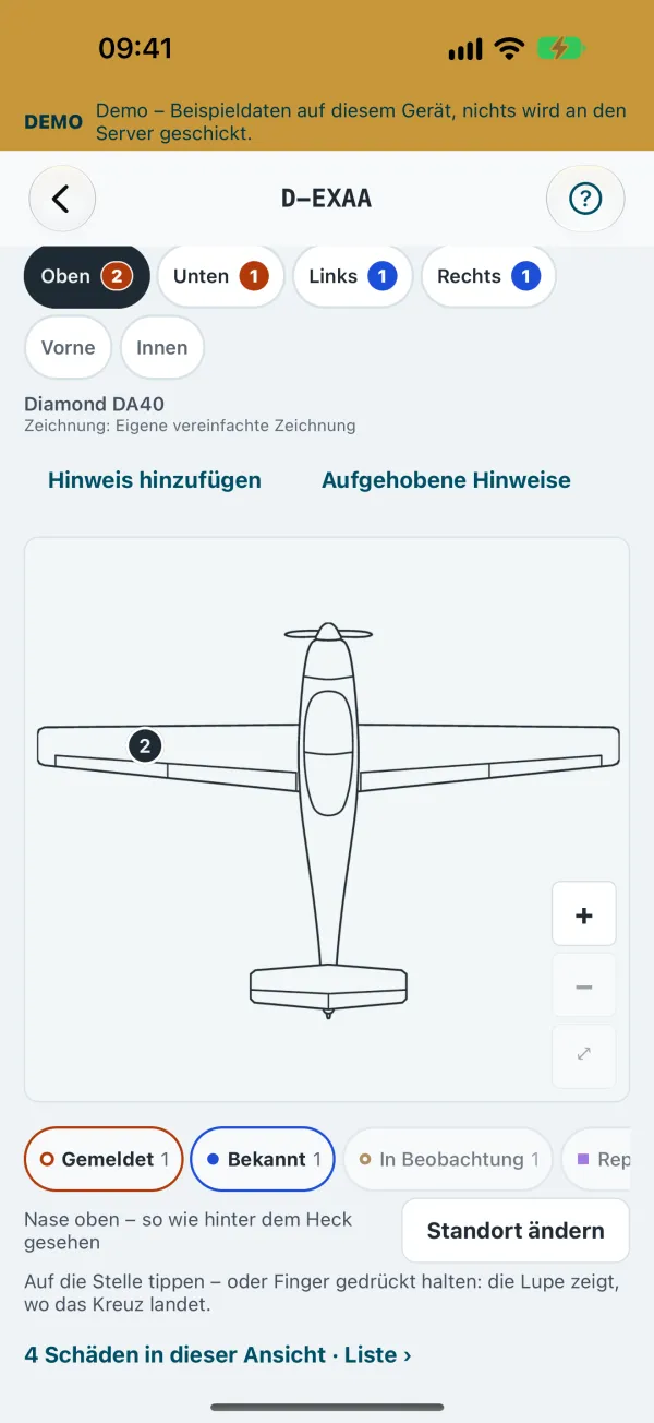 Derselbe Lageplan in der iPhone-App